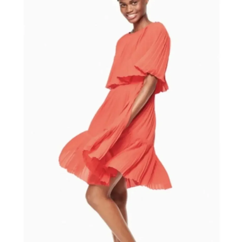 Kate Spade Pleated Plisse Cape Overlay Mini Dress Women’s Size 0 Red